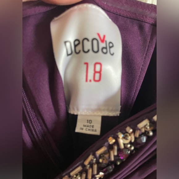 DECODE 1.8 ~ Purple Mesh Gold Beads Sweetheart Strapless Gown 10 NWT - Picture 2 of 9